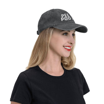 Qioesotry Make Pee Pee Poo Poo Again hat gift-ready option in black.