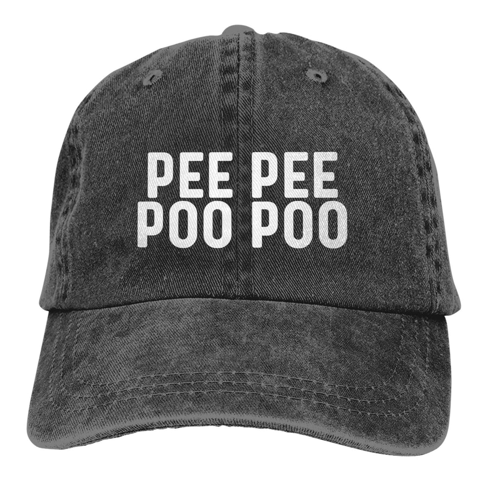 Qioesotry Make Pee Pee Poo Poo Again hat side view in black.
