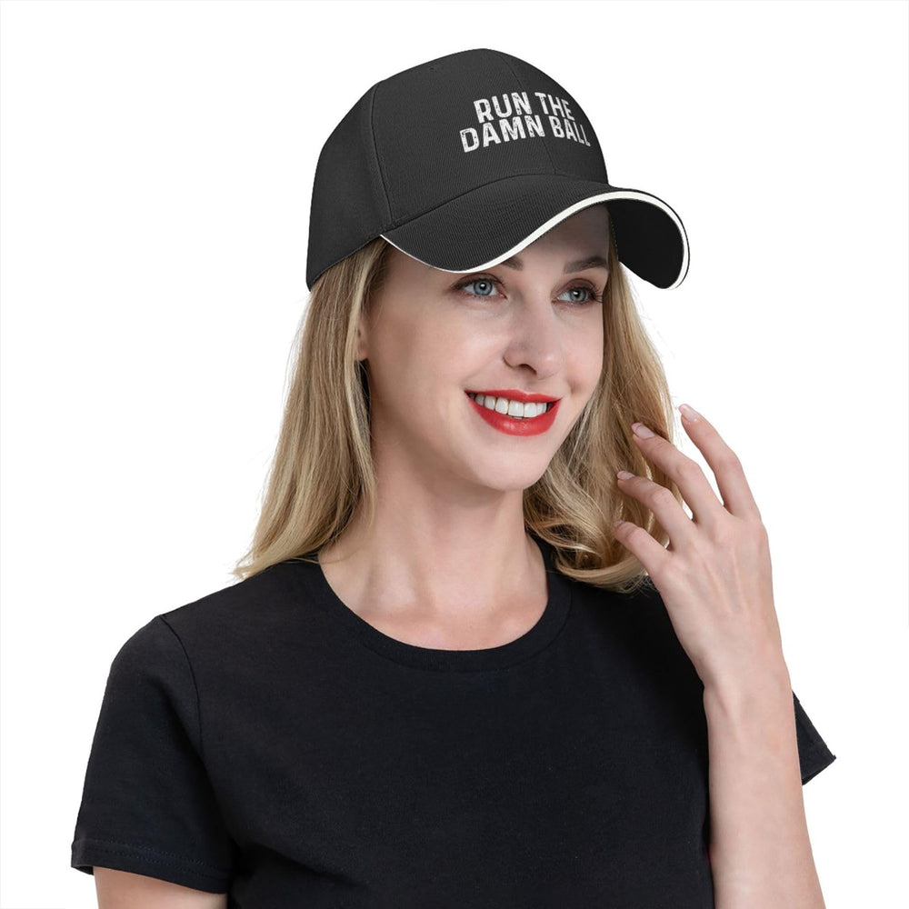 Qioesotry Run The Damn Balls Hat adjustable strap in action