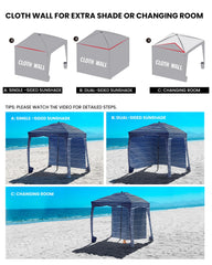 Qipi Beach Cabana changing room feature with zip closure