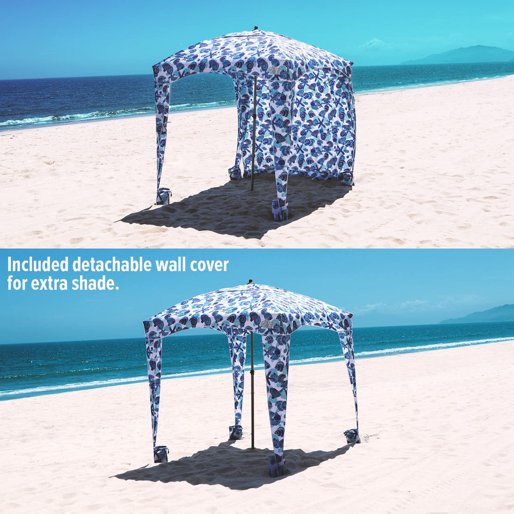 Qipi Beach Cabana removable wall adds extra shade and waterproof protection