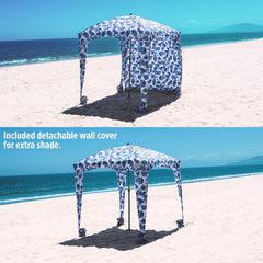 Qipi Beach Cabana removable wall adds extra shade and waterproof protection