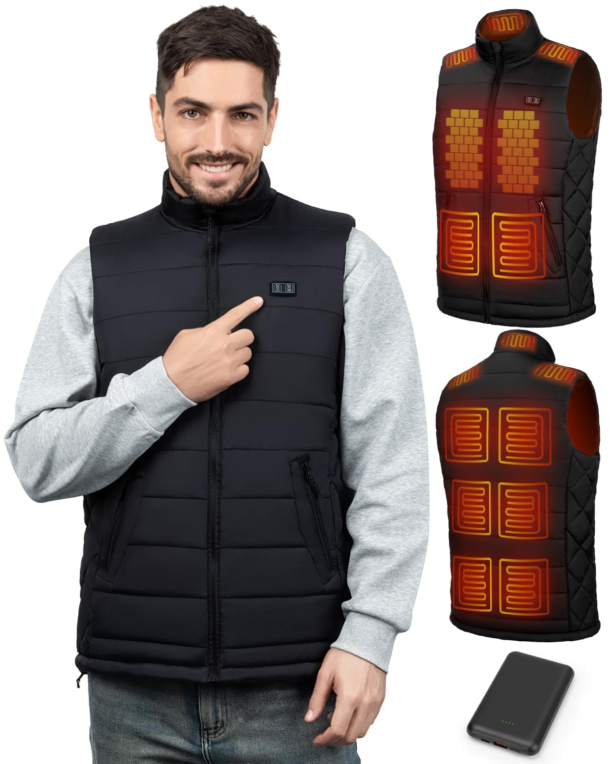 QIUJIN heated vest front view for confident outdoor warmth and mobility.