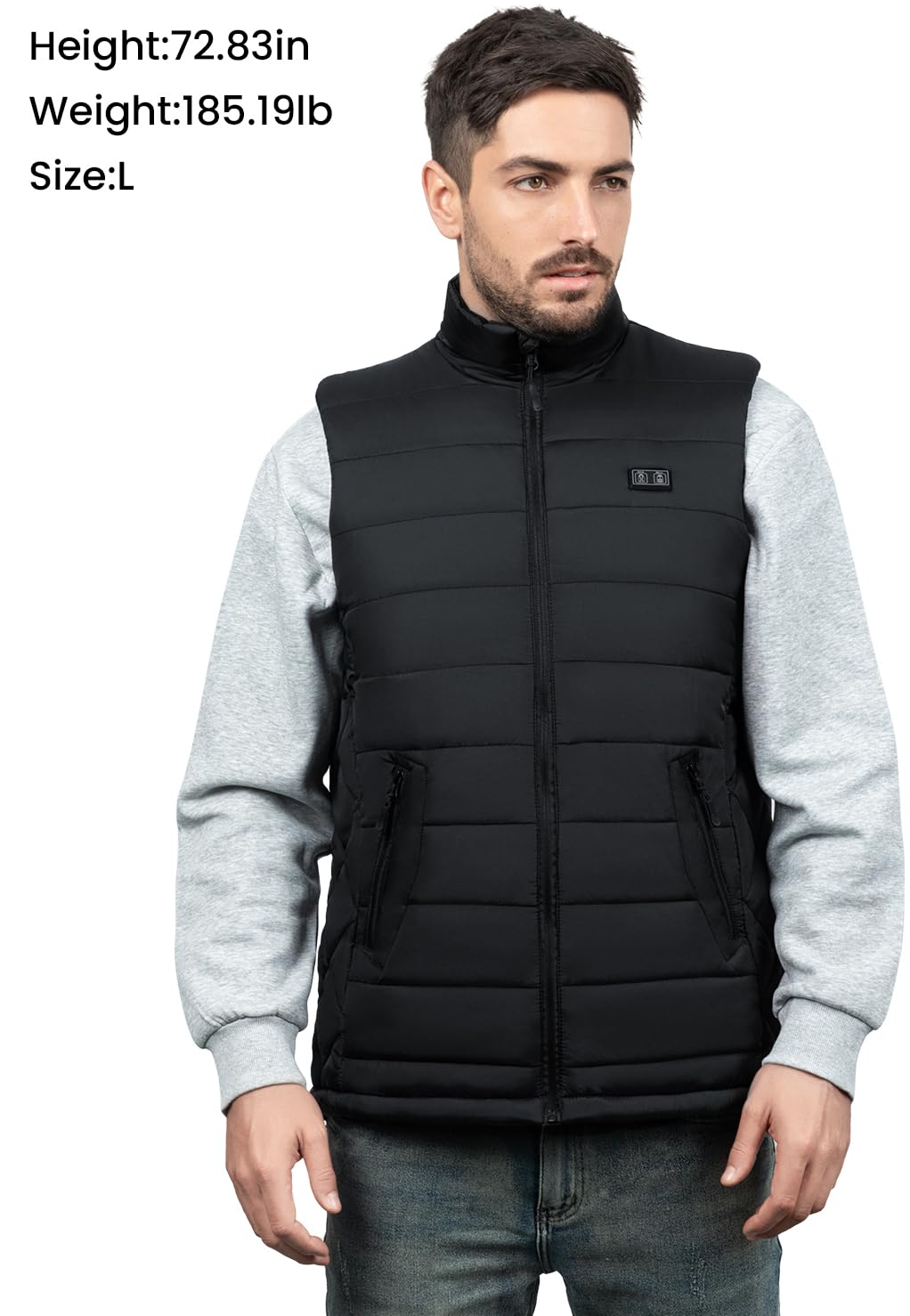 QIUJIN heated vest zip closeup with easy-on/off and care-friendly design