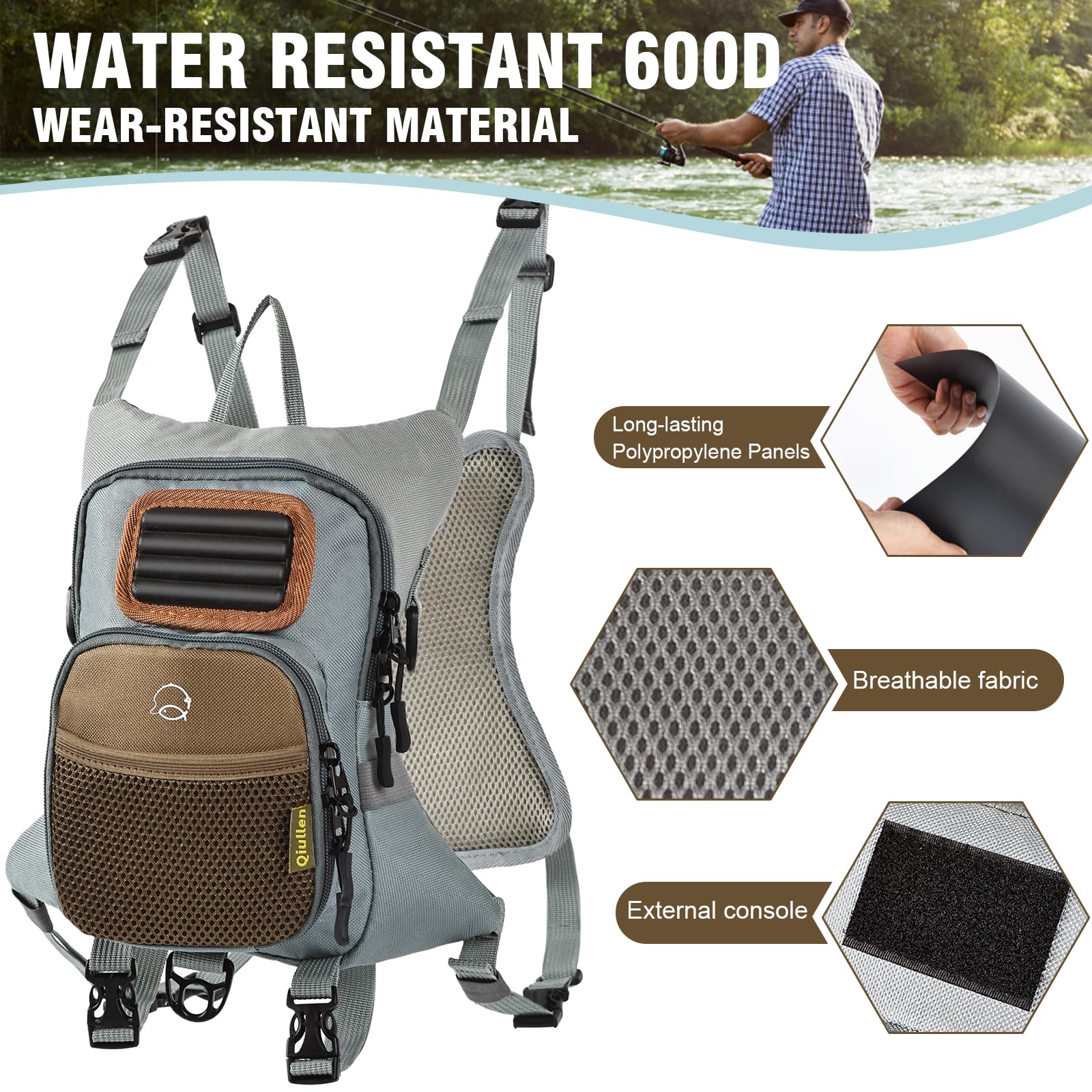 Back view showing the net holder and waterproof cover area
