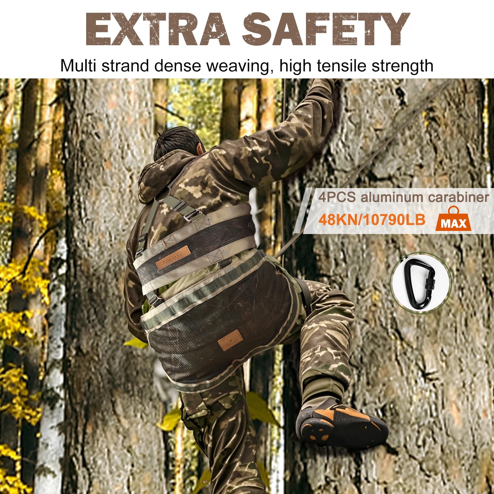 Qiullen tree saddle nylon mesh material offers breathable comfort.