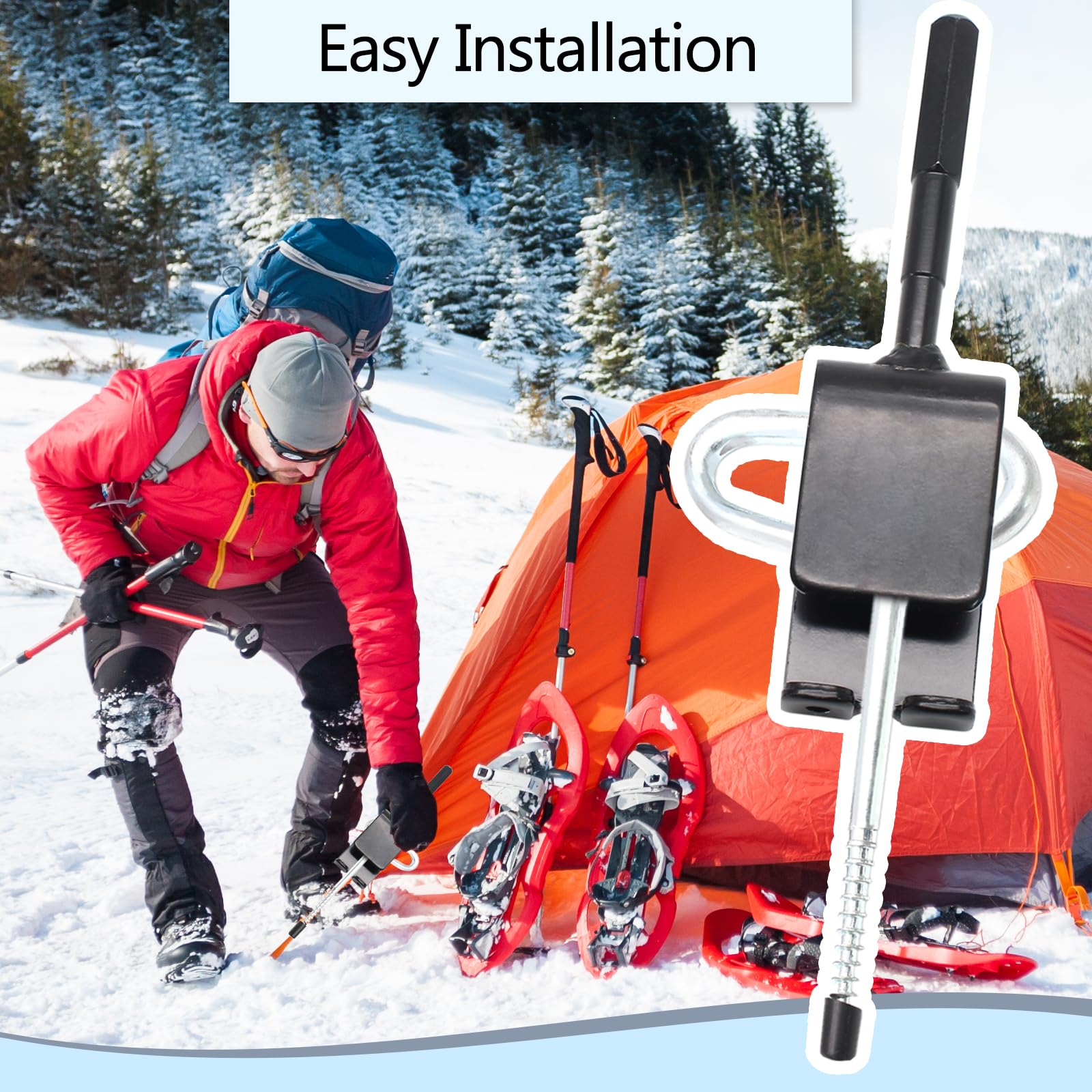 Durable metal ice anchor tool with rust-resistant coating