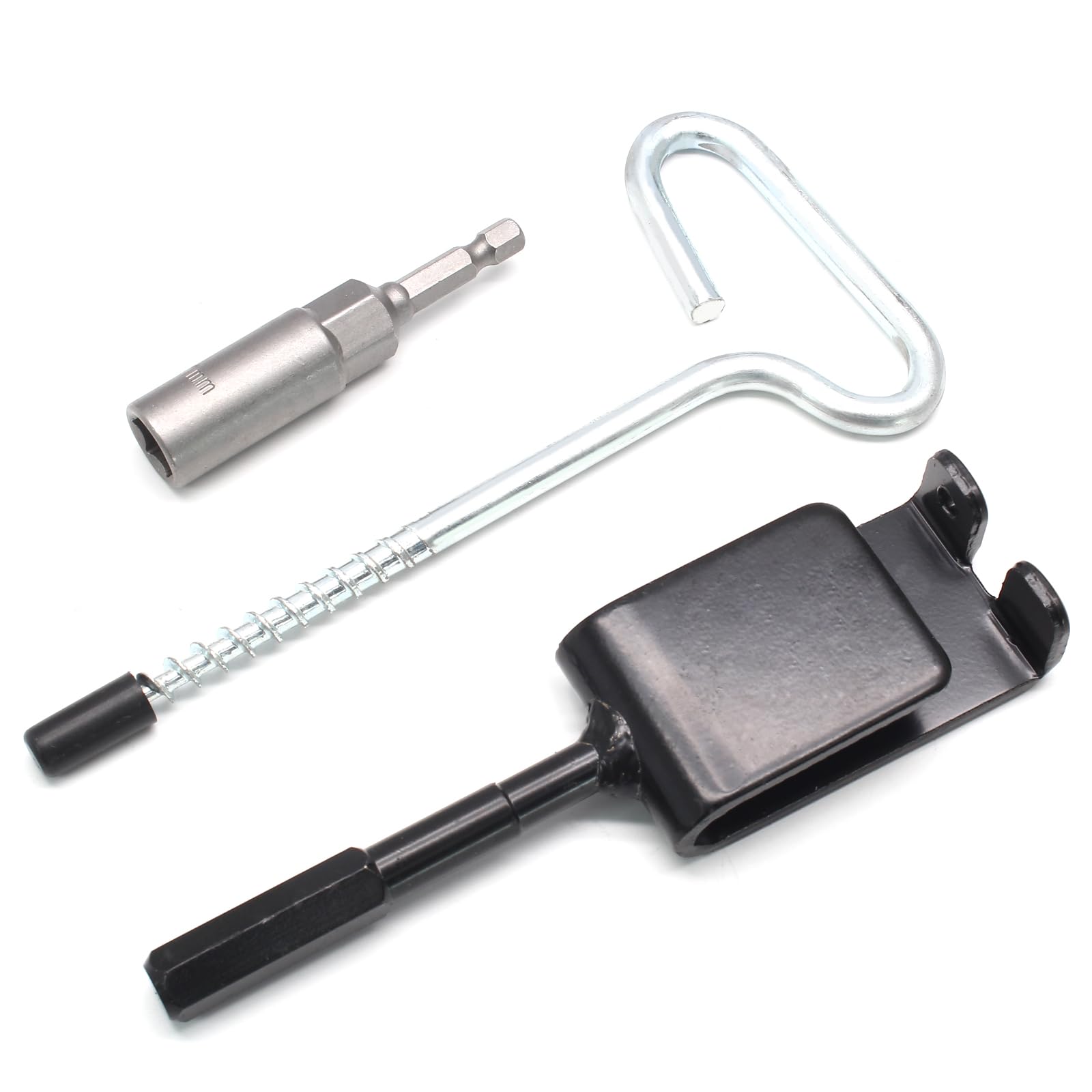 All components of the Qjaiune ice anchor kit ready for ice fishing setup