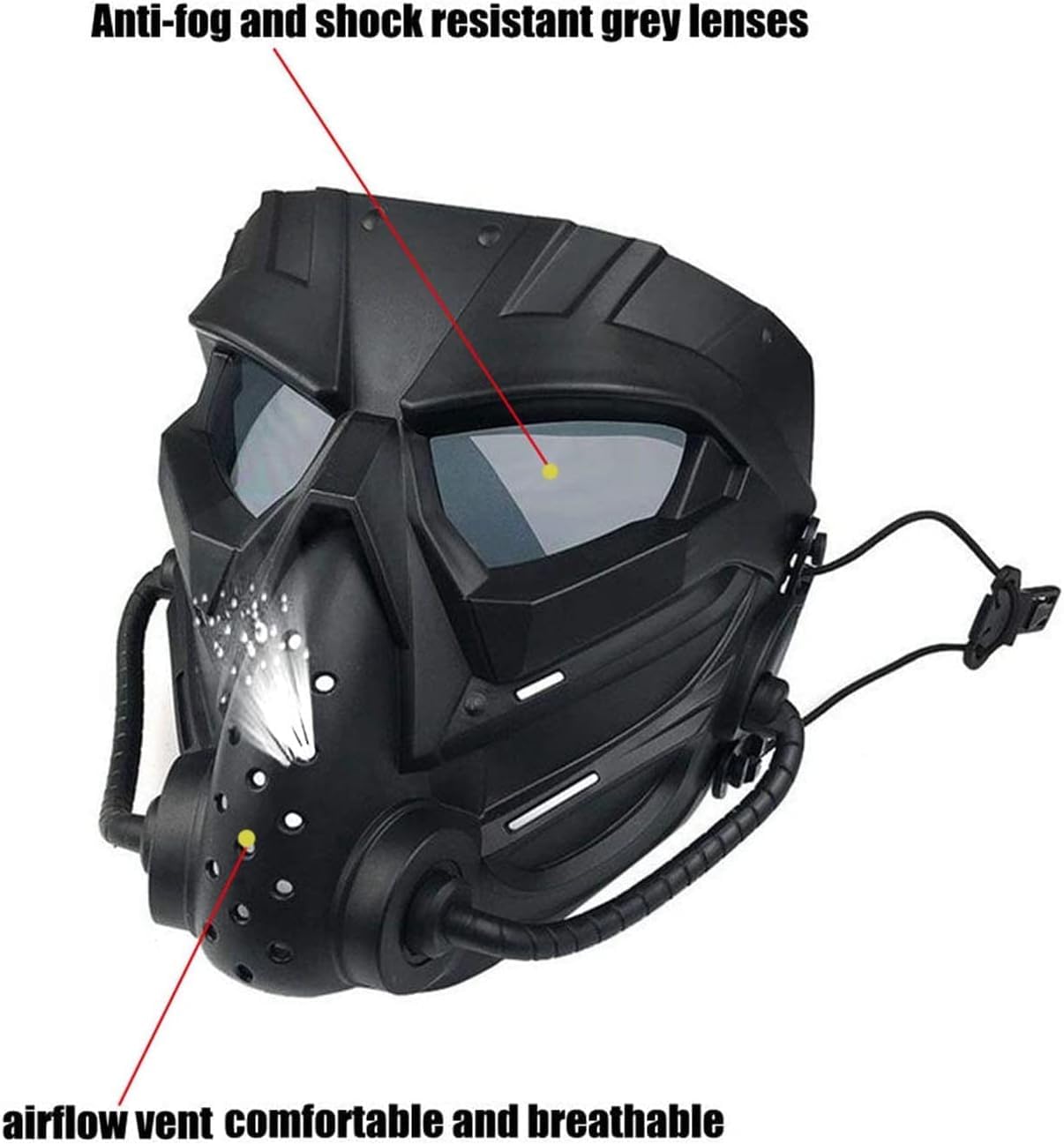 QJYZHAN airsoft mask mesh cheeks enable better airflow and cooling