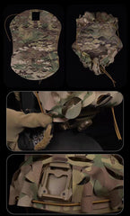 QJYZHAN camo helmet cover with NVG slot on the head.