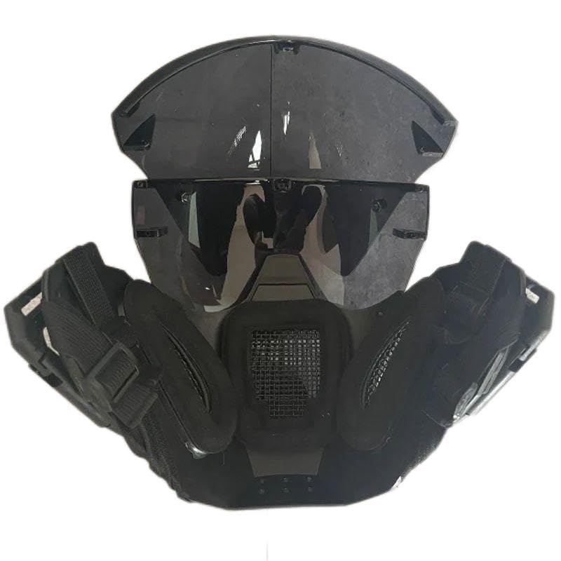 QJYZHAN Cyberpunk Mask black hood adds sleek head coverage.