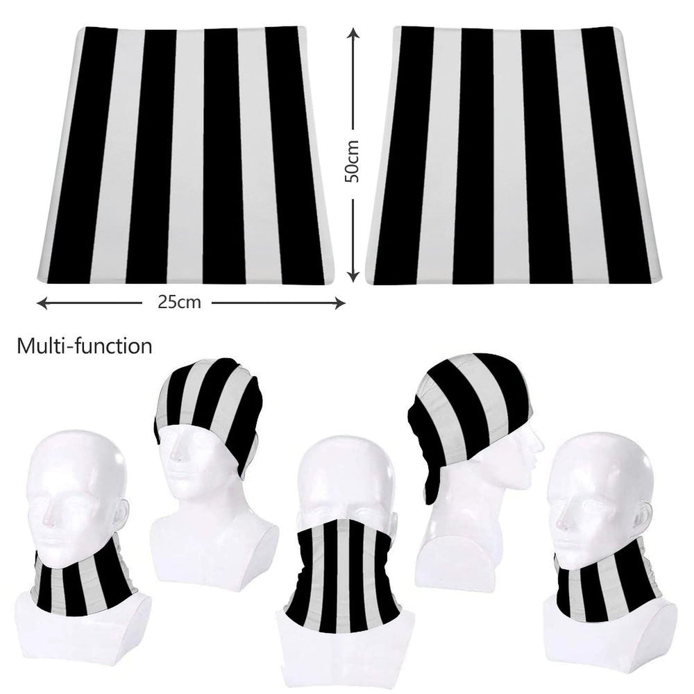 QMNBTES gift-ready neck gaiter in stylish black and white