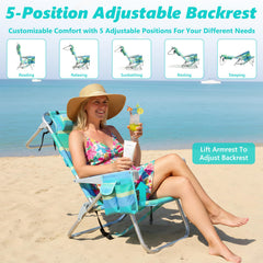 Qodia 2-Pack Low Beach Chair back pocket storage for essentials on outings