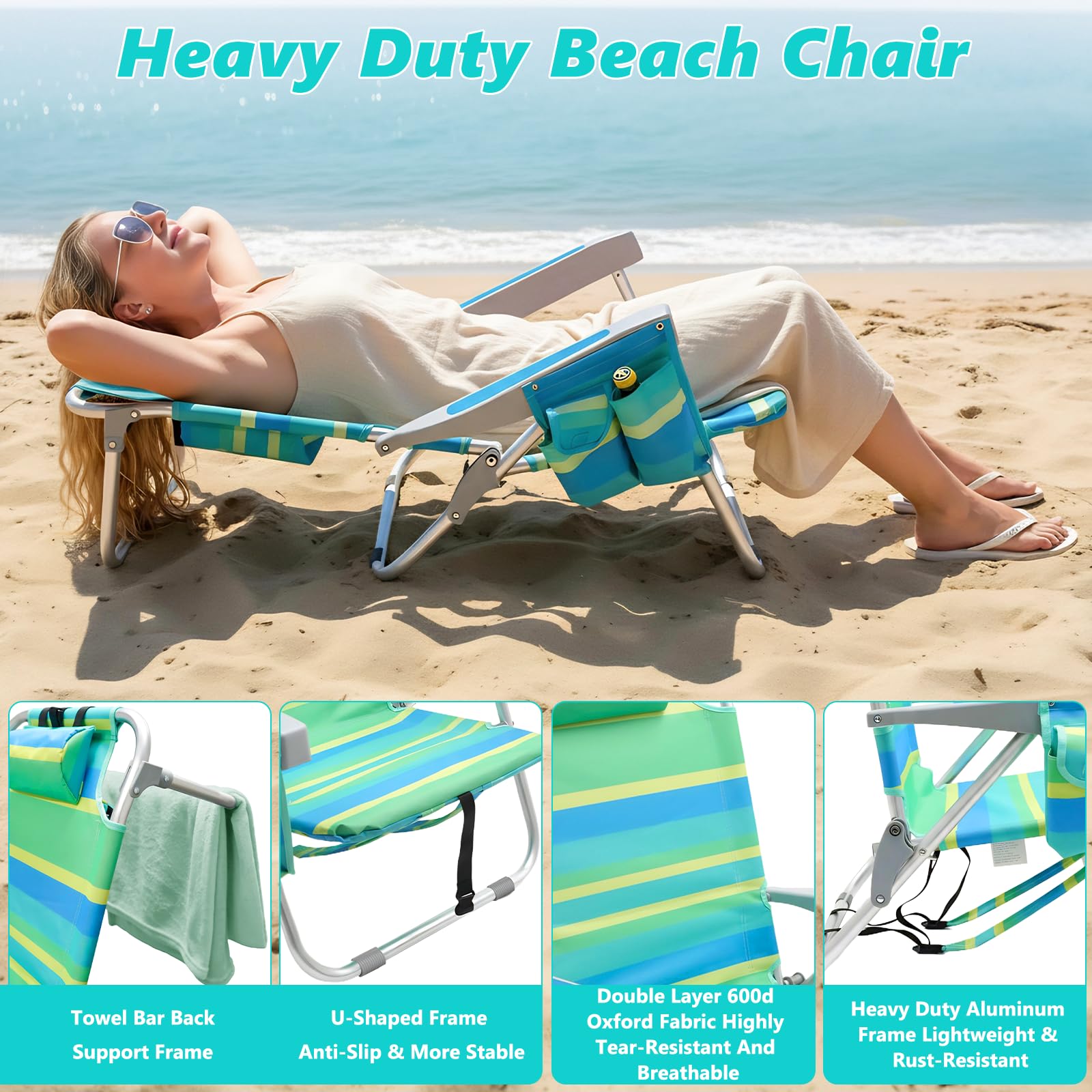 Qodia 2-Pack Low Beach Chair folded-compact for easy transport