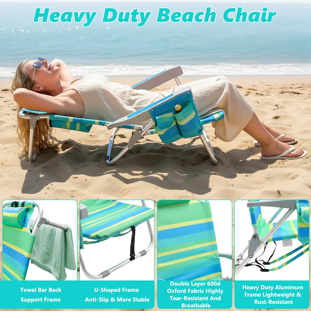 Qodia 2-Pack Low Beach Chair folded-compact for easy transport
