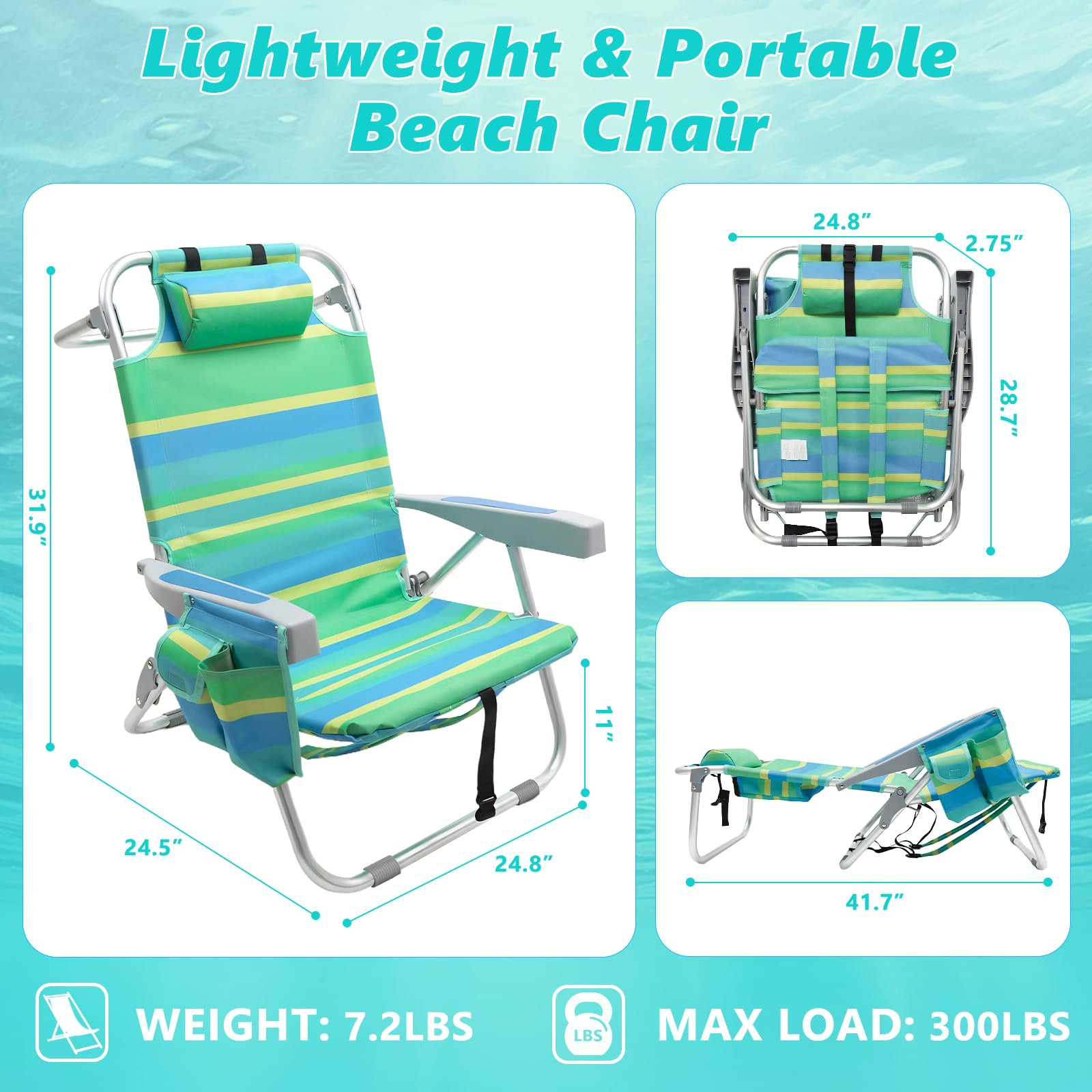 Qodia 2-Pack Low Beach Chair featuring cup holder for easy beverages