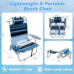 Qodia beach chair with padded headrest for neck comfort during long seaside rests.