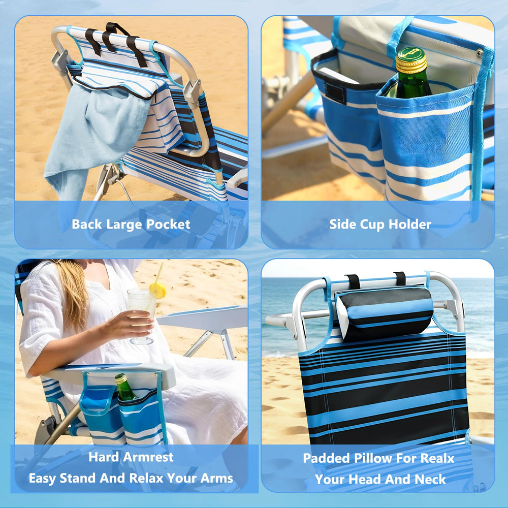 Qodia folded portable beach chair folds compactly for effortless transport and storage.