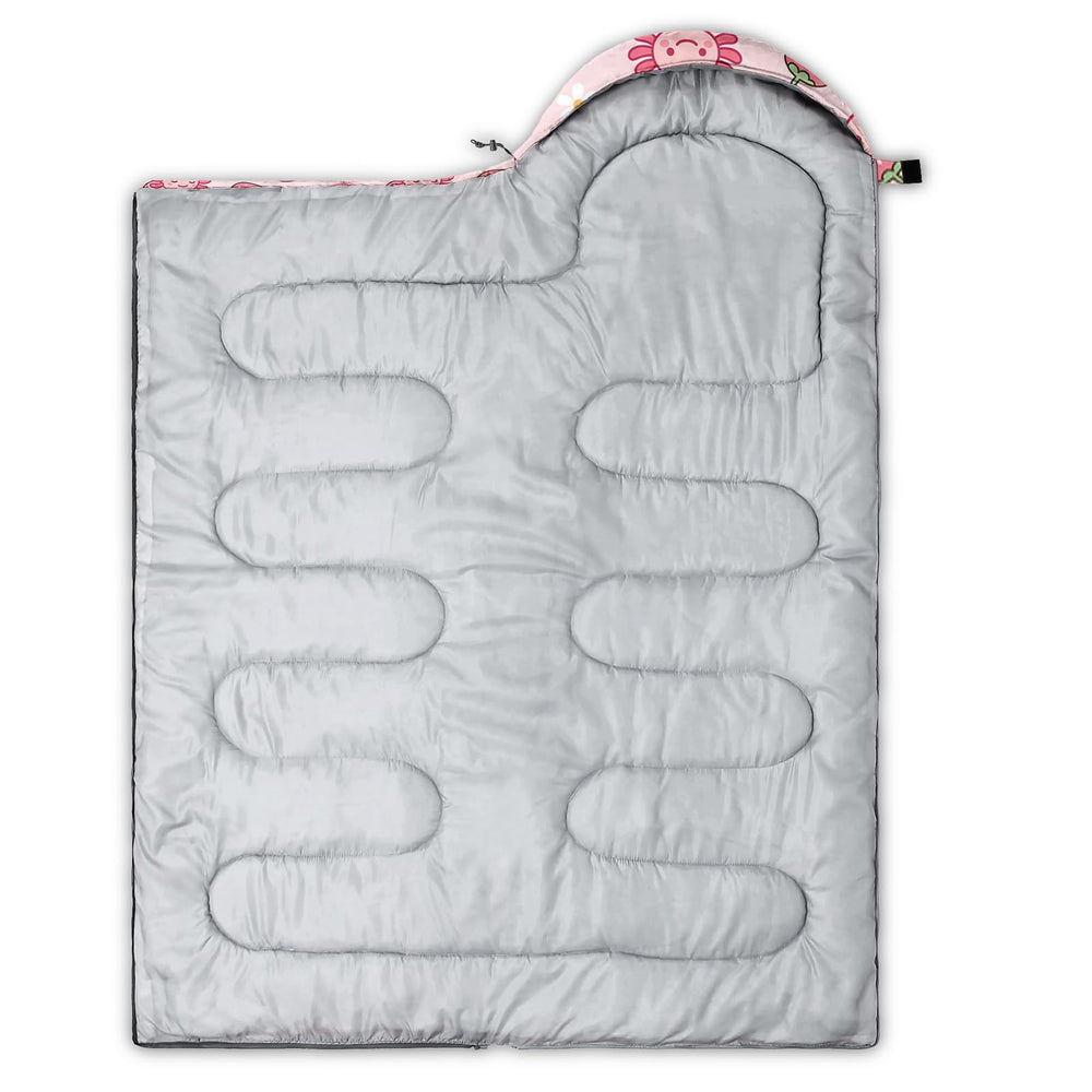 QOOMO Axolotl Strawberry sleeping bag waterproof fabric detail