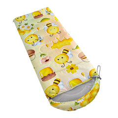 QOOMO Bee Honey sleeping bag foot-zip vent enables adjustable airflow.
