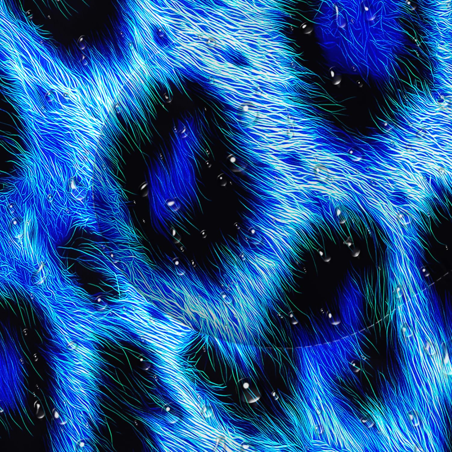 QOOMO blue cheetah sleeping bag 3-season use for varied outdoor weather.