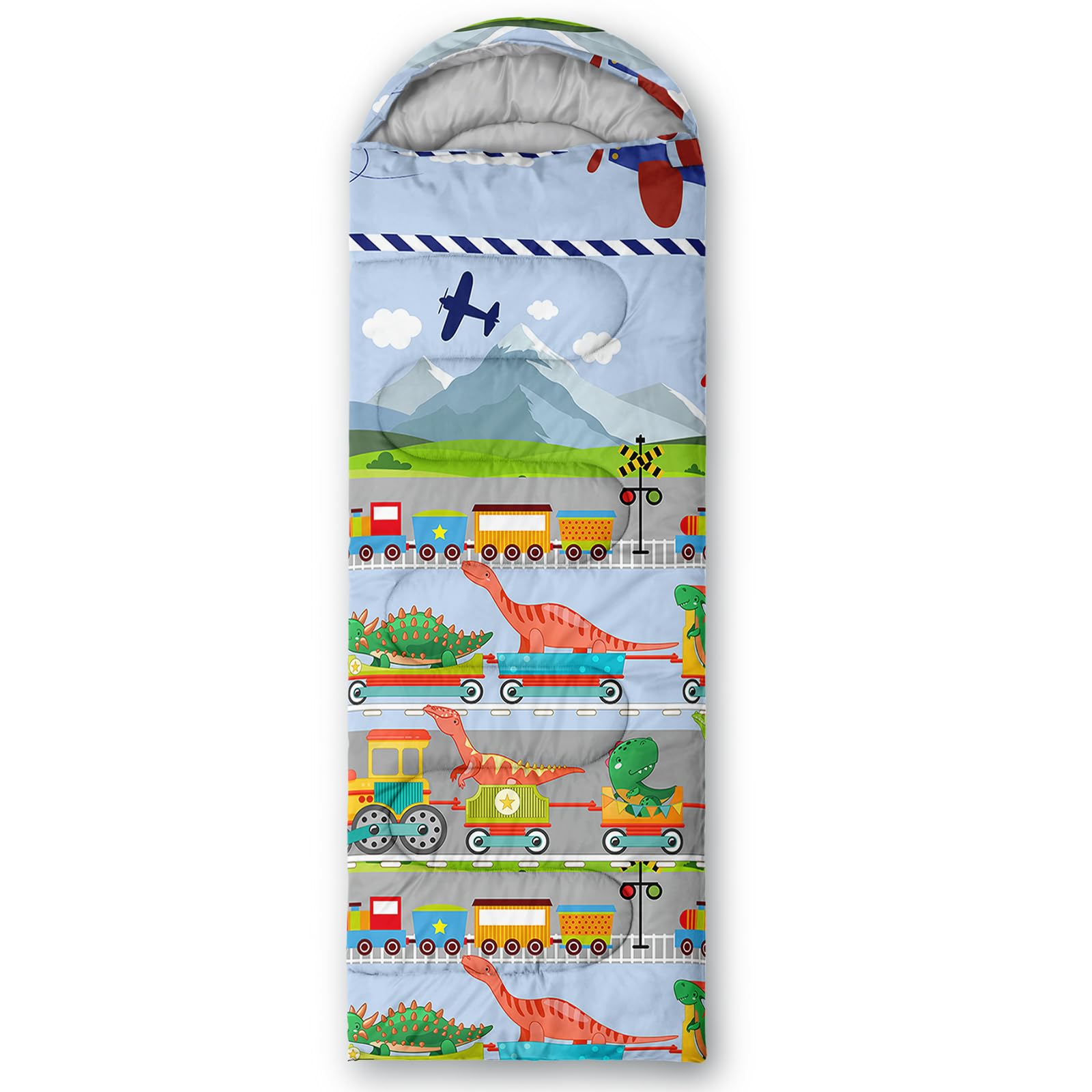 QOOMO outdoor scene shows the sleeping bag in use for family camping