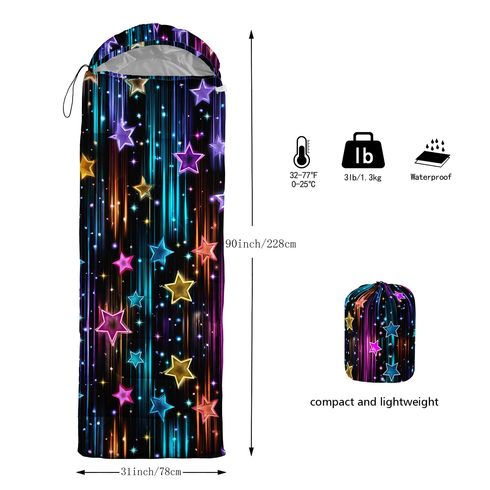 QOOMO Color Star 31x90 inch size fits adults and kids comfortably.
