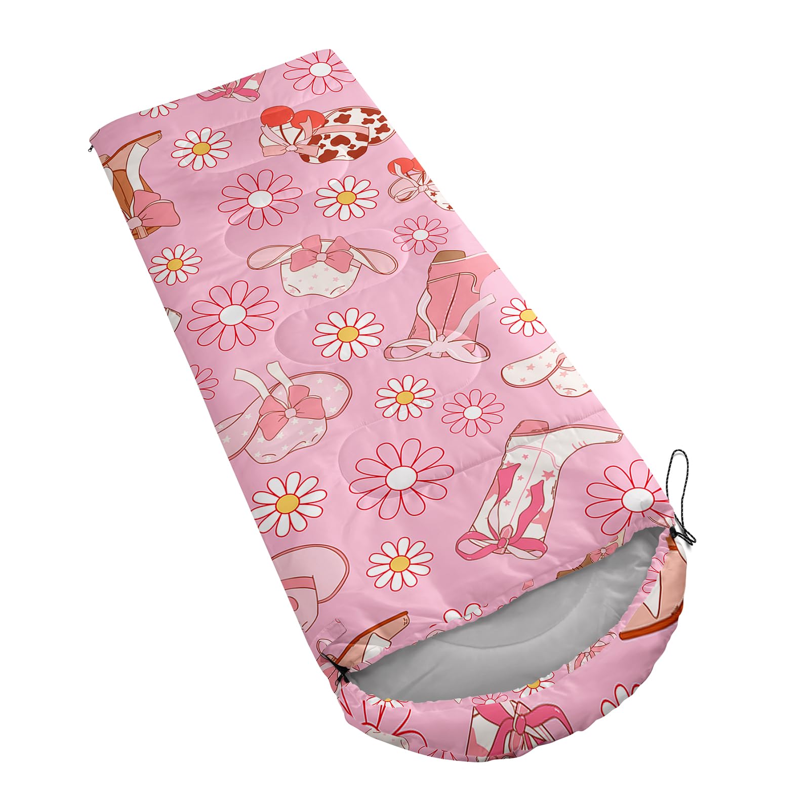 QOOMO Cowgirl-printed sleeping bag ideal for camping trips.