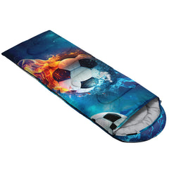 QOOMO Ice Fire Football sleeping bag hood drawstring securing warmth