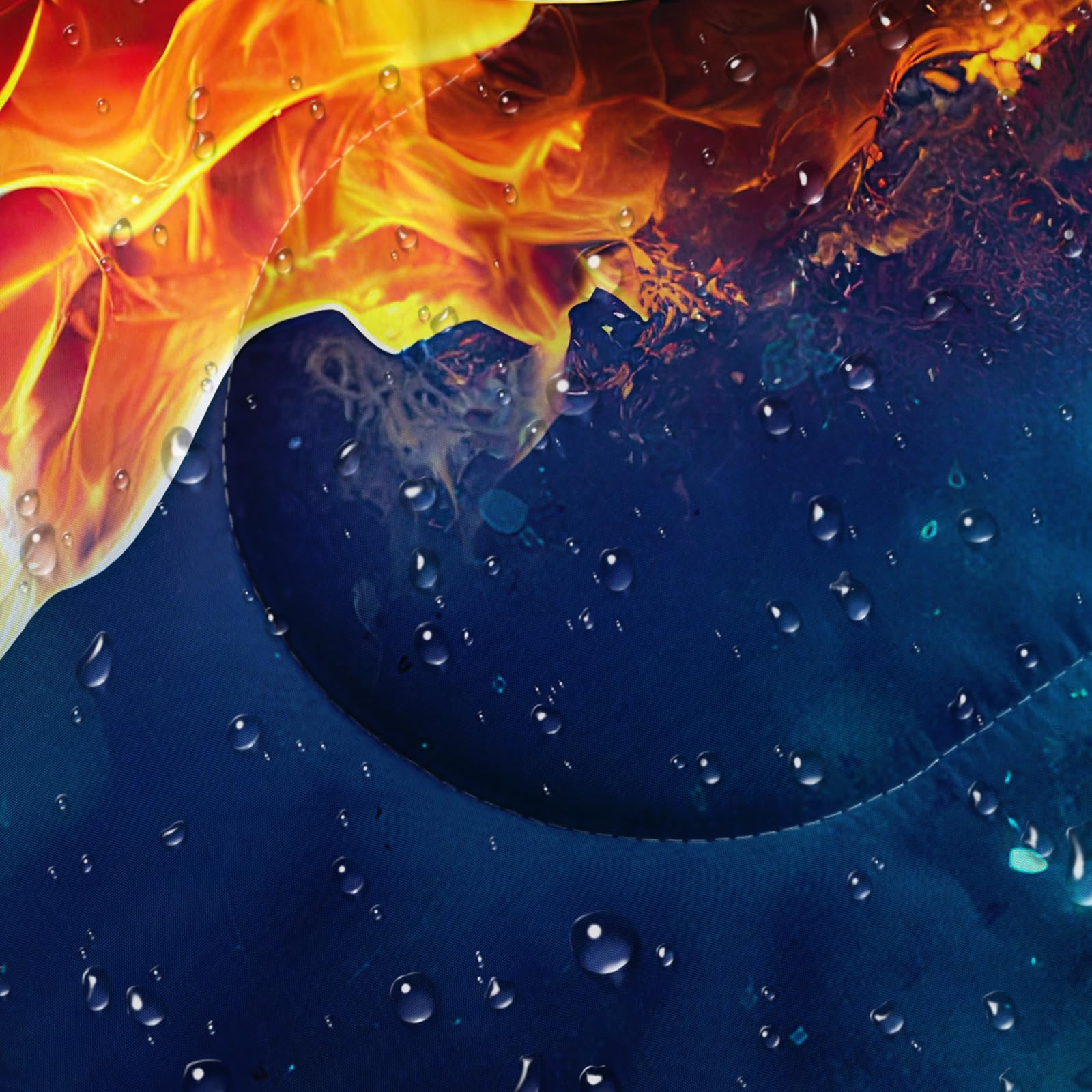QOOMO Ice Fire Football sleeping bag material close-up shows waterproof fabric