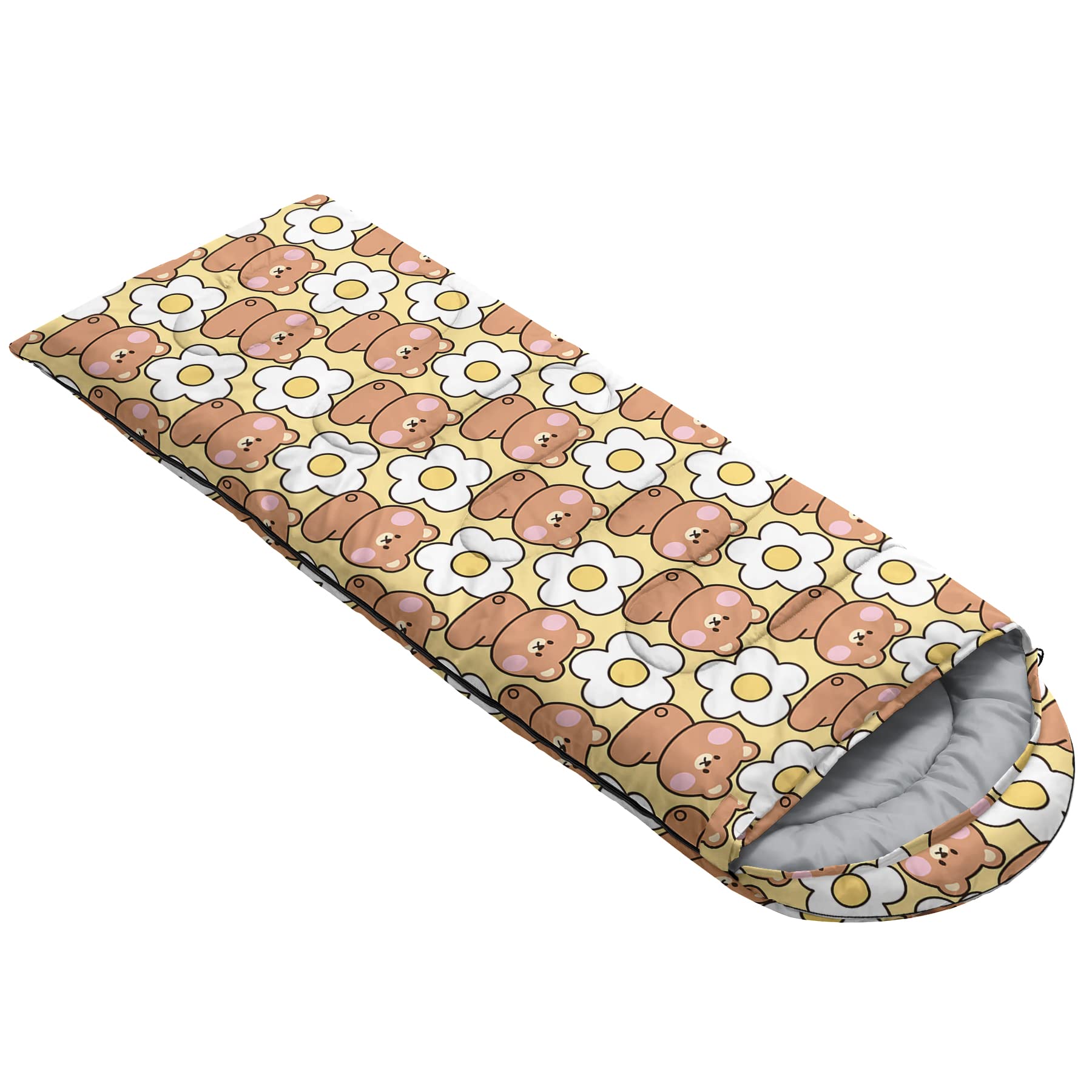QOOMO kawaii bear sleeping bag compact pack size for travel