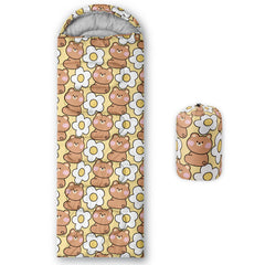 QOOMO kawaii bear sleeping bag front view with playful 3-season warmth