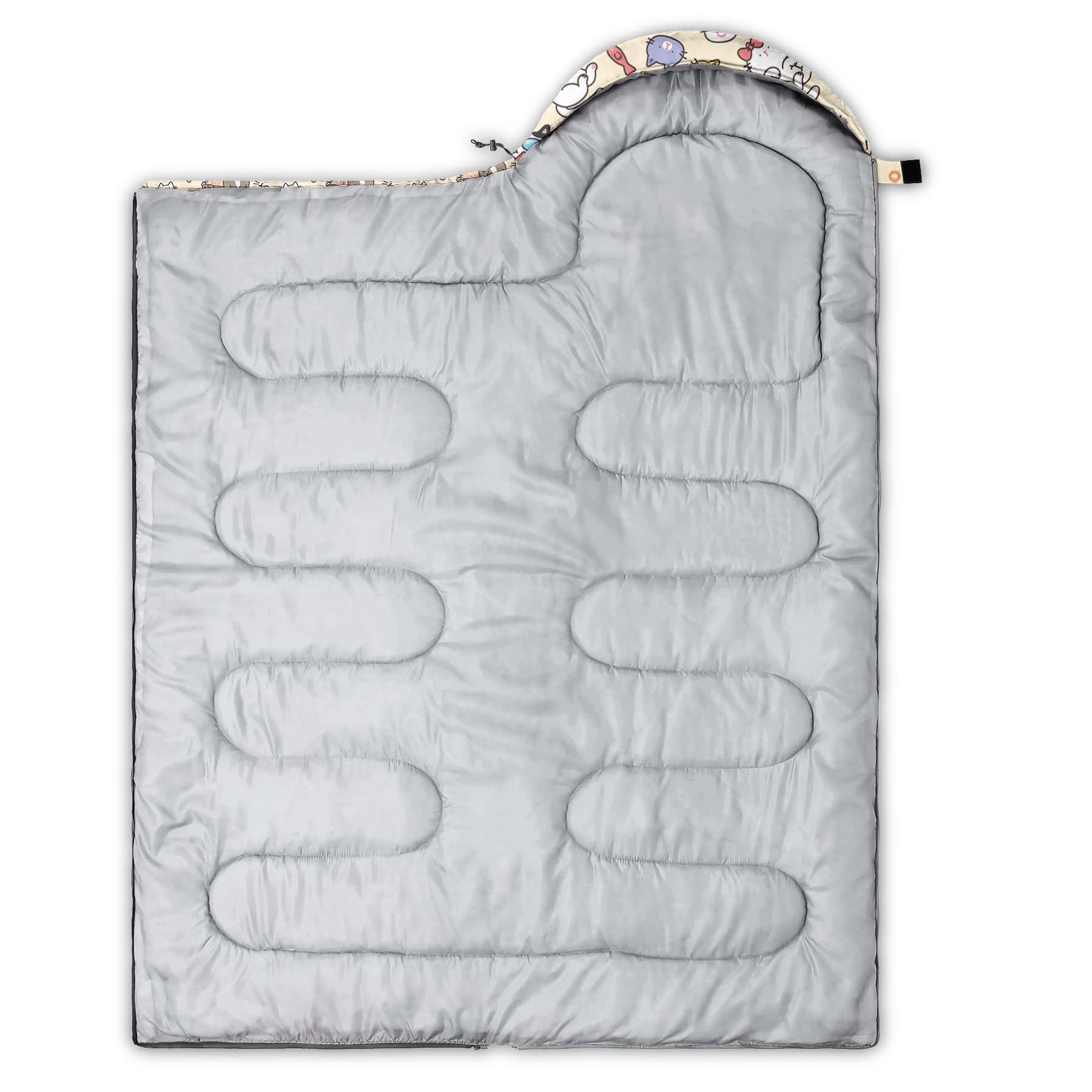 QOOMO kawaii cat sleeping bag suitable for adults and kids outdoors