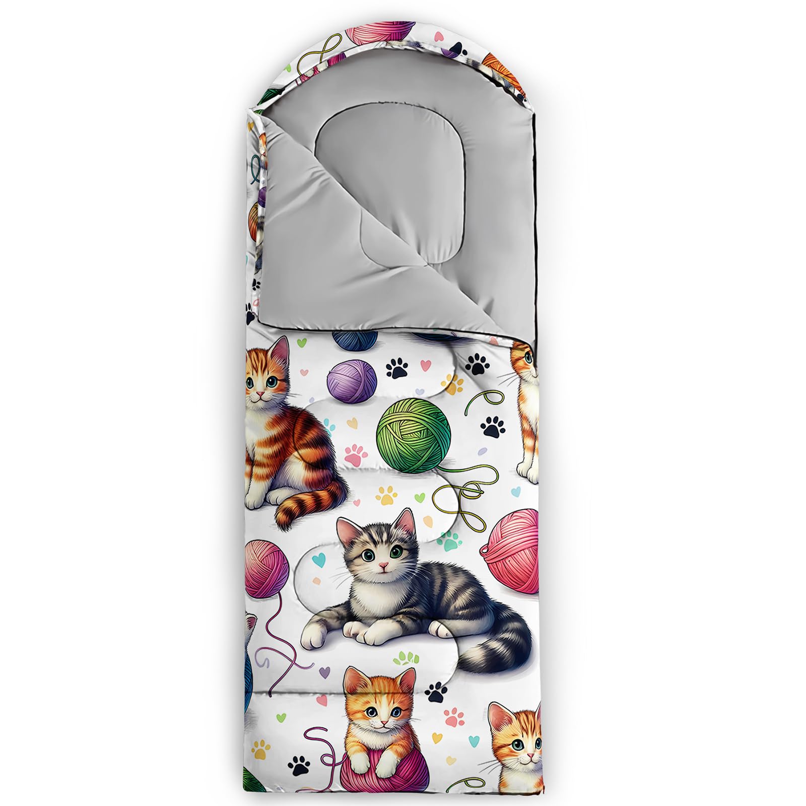 QOOMO Kawaii Cat sleeping bag gift idea for campers, students, and travelers.