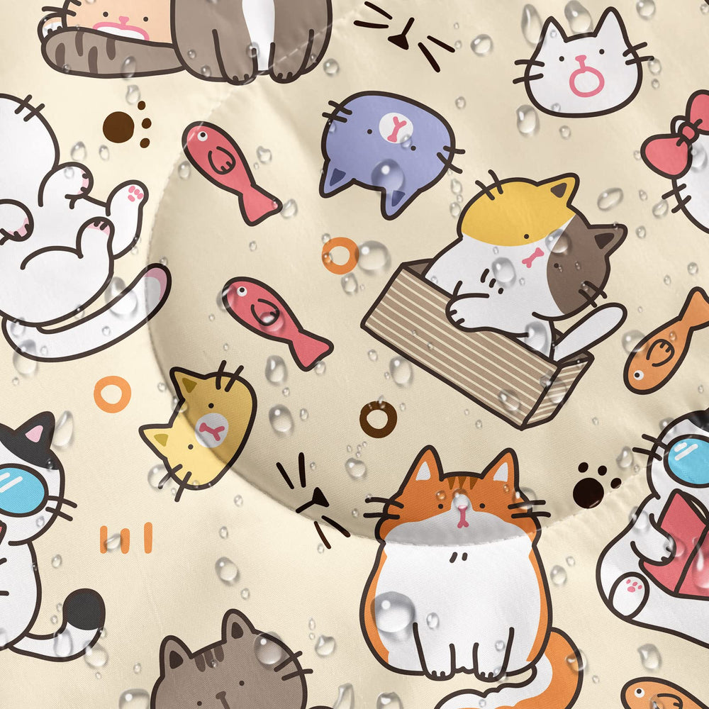 QOOMO kawaii cat sleeping bag features a cute cat print design