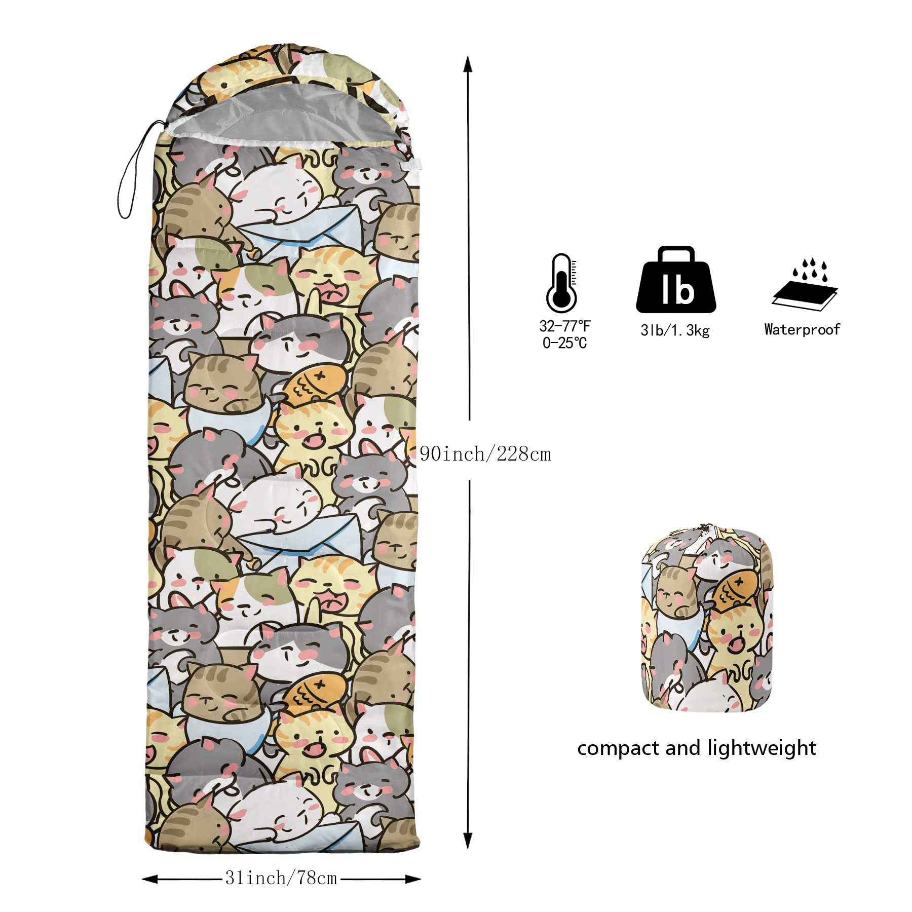 QOOMO kawaii cats print detail conveying playful design for kids and families