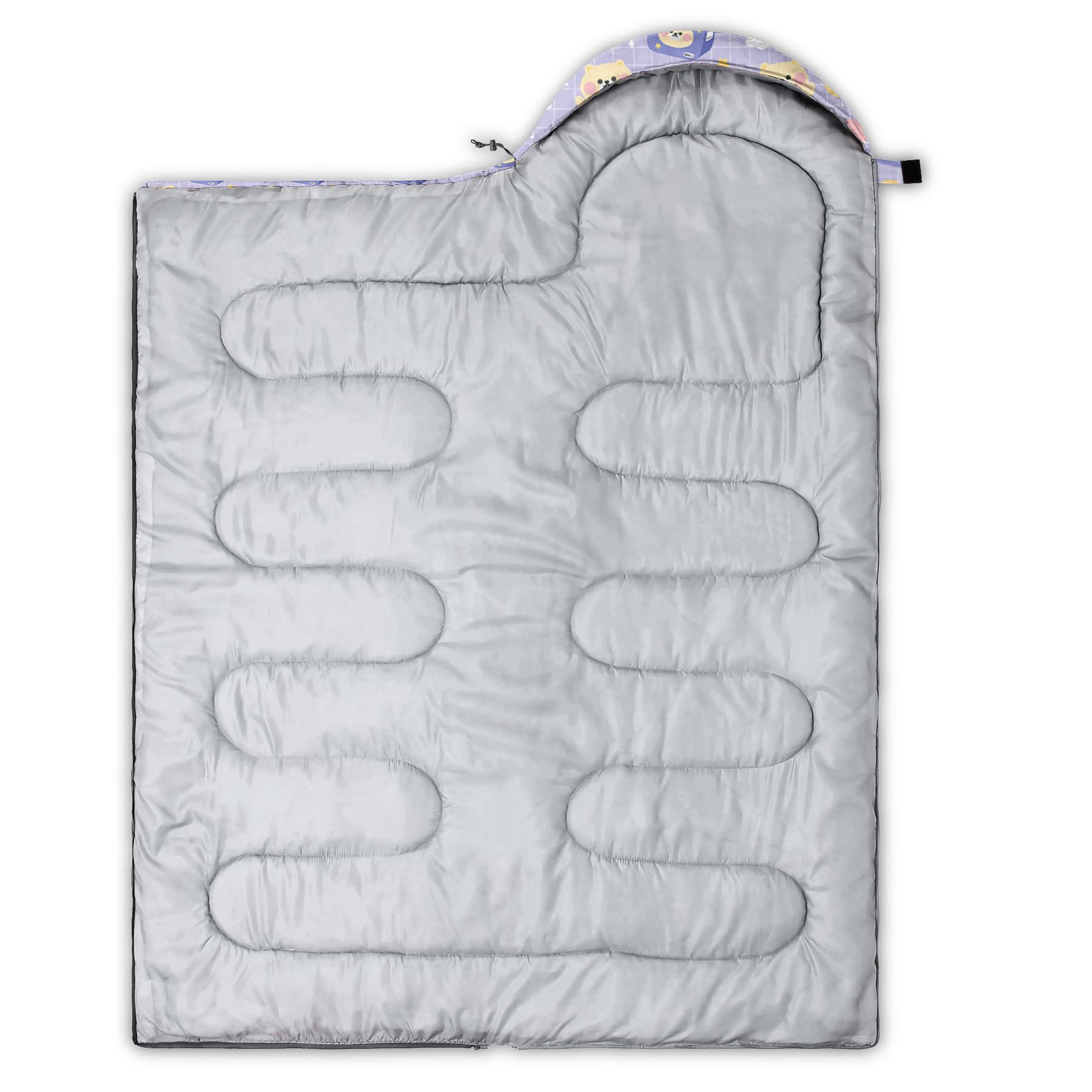QOOMO Kawaii sleeping bag suitable for kids and adults on camping trips.
