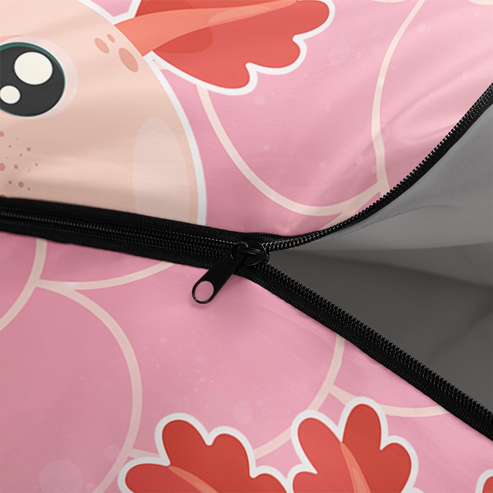 QOOMO Marine Axolotl sleeping bag lining close-up offers comfortable rest after hiking.