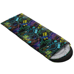QOOMO neon dinosaur sleeping bag foot-zipper design enables adjustable airflow and temperature