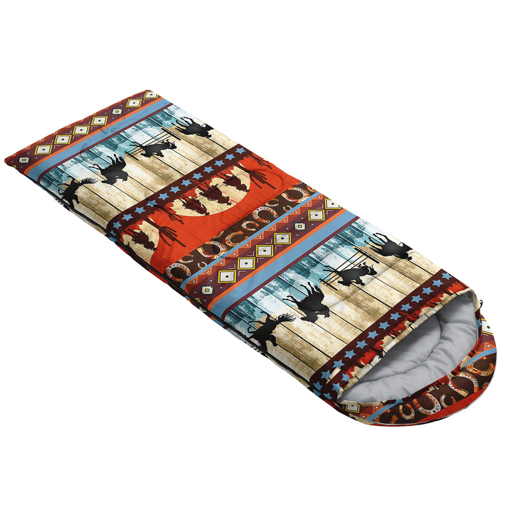 qoomo riding cowboy sleeping bag with drawstring hood for snug warmth