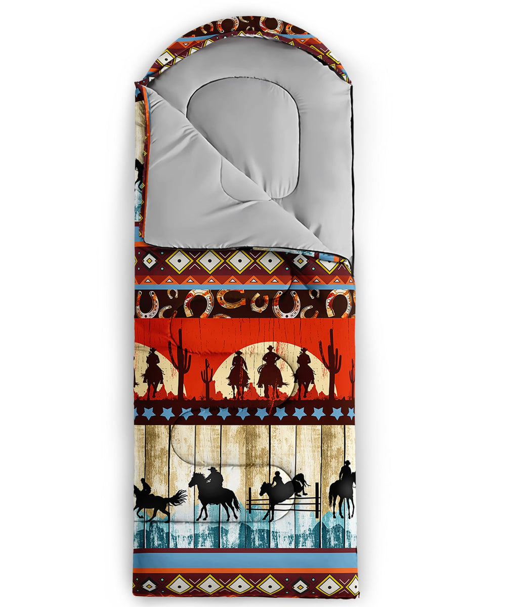 qoomo riding cowboy sleeping bag side-zip view enables adjustable ventilation
