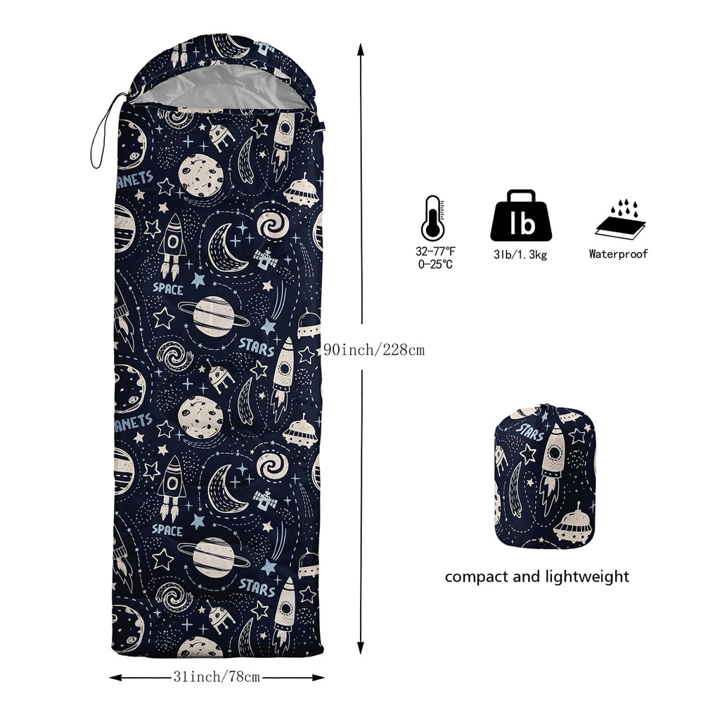 QOOMO Rocket Planet sleeping bag microfiber-fill balanced warmth and lightness