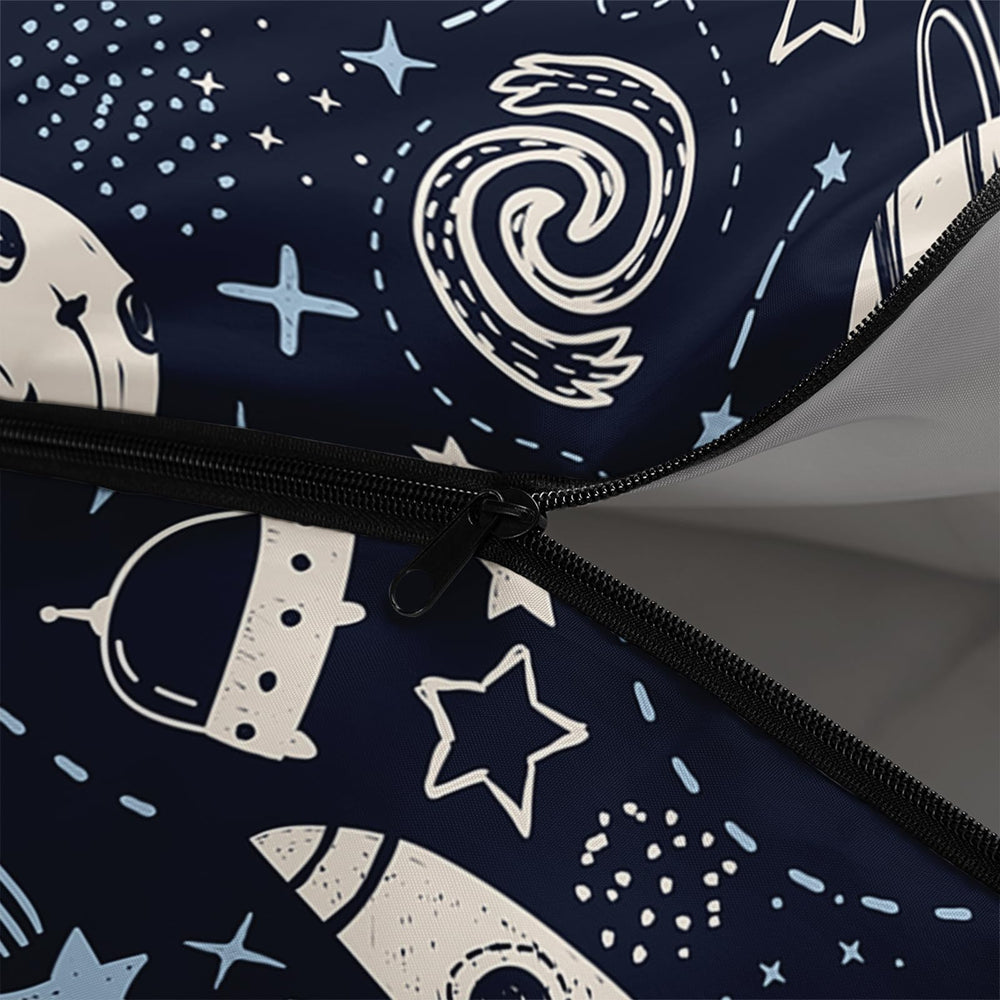 QOOMO Rocket Planet sleeping bag pack-size showing compact packing for travel