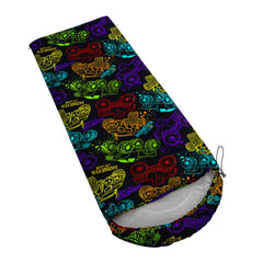 QOOMO truck-printed sleeping bag zipper detail enables adjustable airflow across conditions.