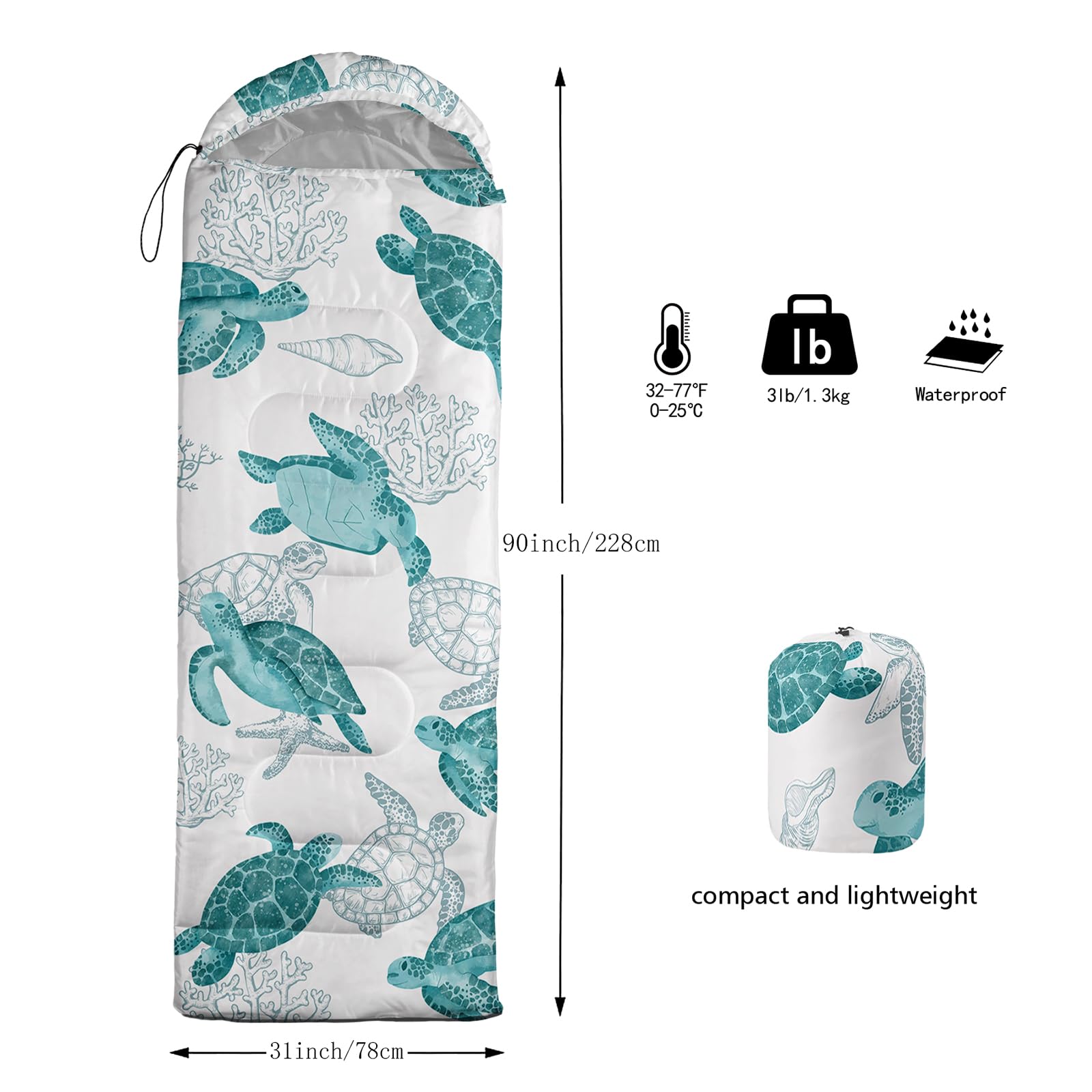 QOOMO Turtles 31x90 inches size fits adults and kids comfortably.