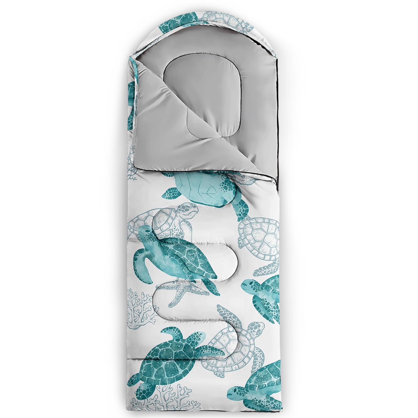 QOOMO Turtles sleeping bag foot zipper enables adjustable ventilation.