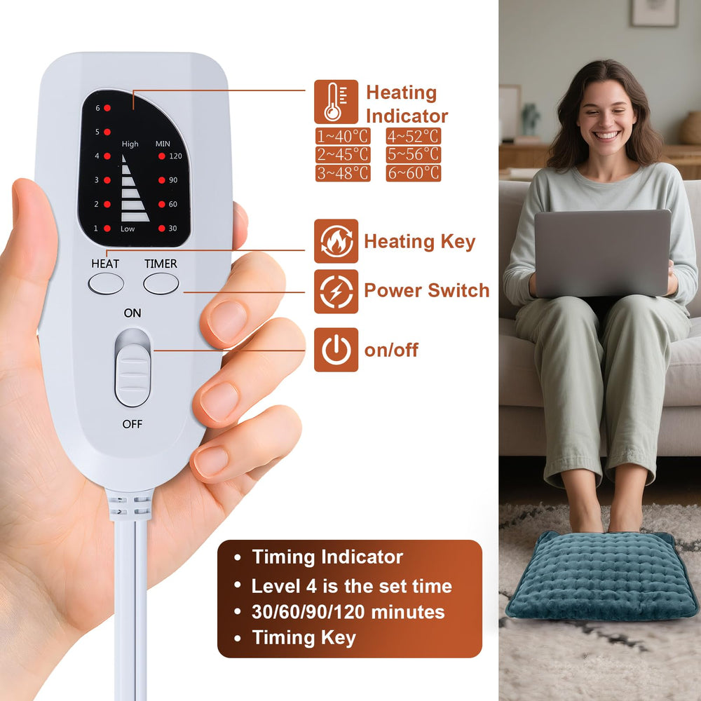 Qoosea foot warmer heat settings display for precise warmth