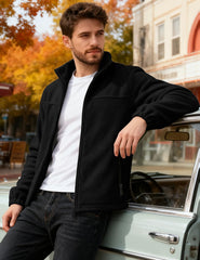 QOSOQ polar fleece jacket soft fabric texture delivers comfortable warmth.