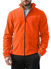QOSOQ men's polar fleece jacket stand collar delivering cozy warmth on chilly days