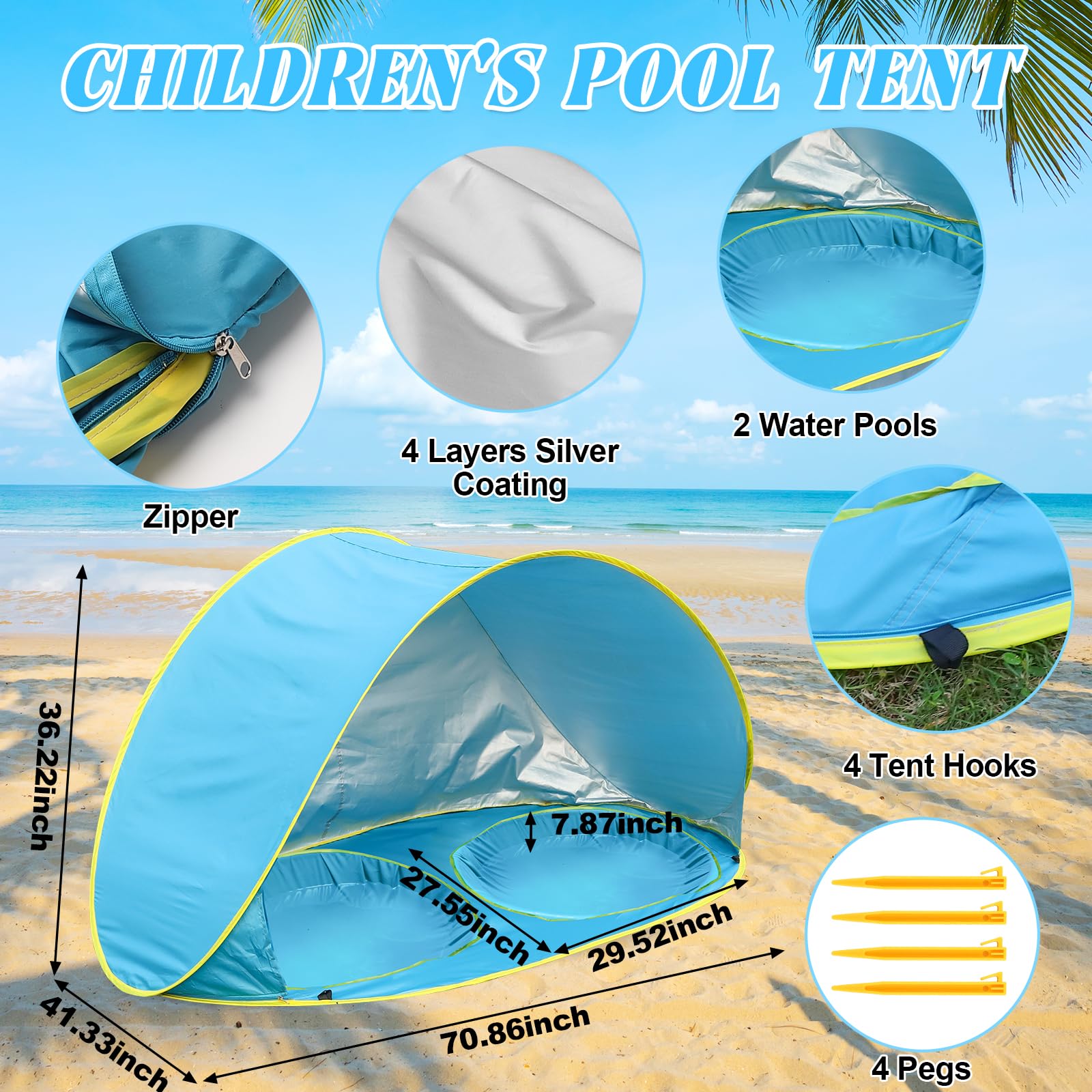 QTREE intelligence baby beach tent folded in tote for easy travel
